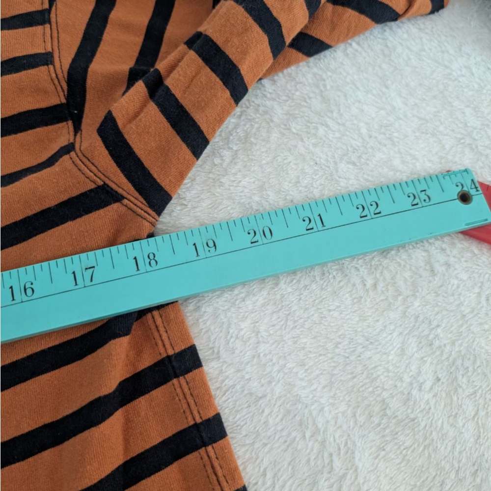 Everlane Long Sleeve Orange Black Striped Tee - XS - Picture 7 of 8
